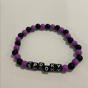 Purple and Black Beaded Bracelet with 'Spooky' Letters